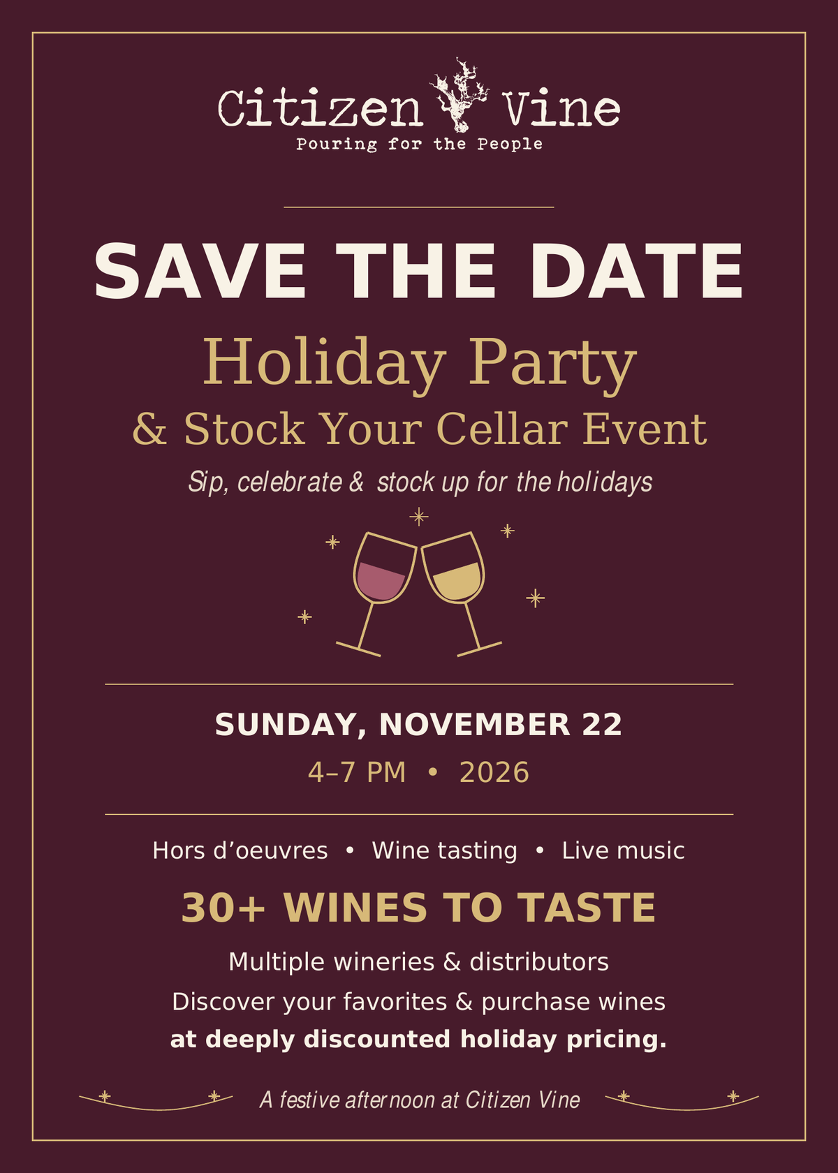 Citizen Vine's Holiday Party & Stock Your Cellar Event
