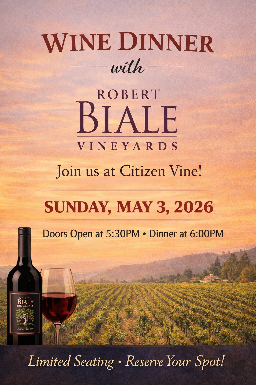 Citizen Vine + Robert Biale Vineyards Wine Dinner
